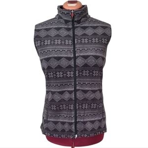 XL Woolrich Fleece Vest Grey Patterned With Pockets